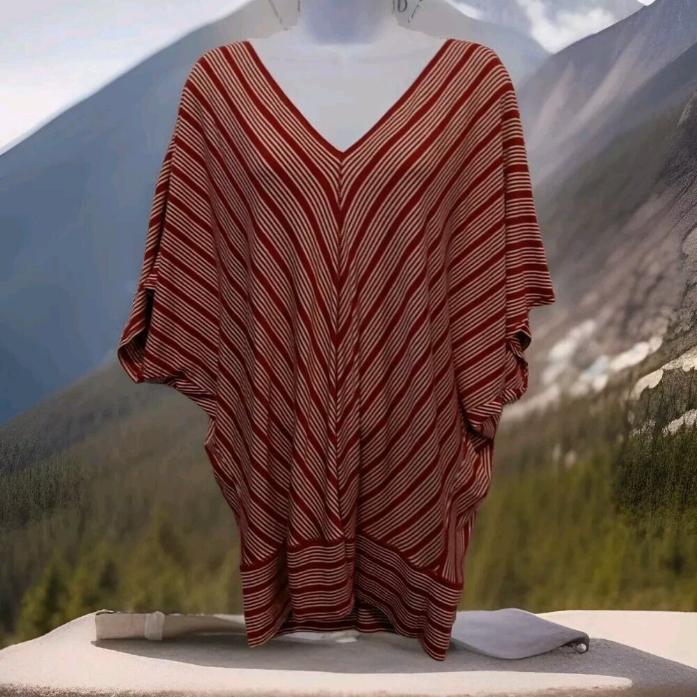 VTG‎ 70s/80s MLLOP Womens XL Red White Rayon / Linen Off Shoulder Top V-Neck
